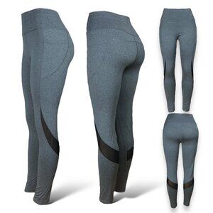 Women Yoga Pants High Waist Leggings with Pockets, Mesh, Gym, Fitness | Gray